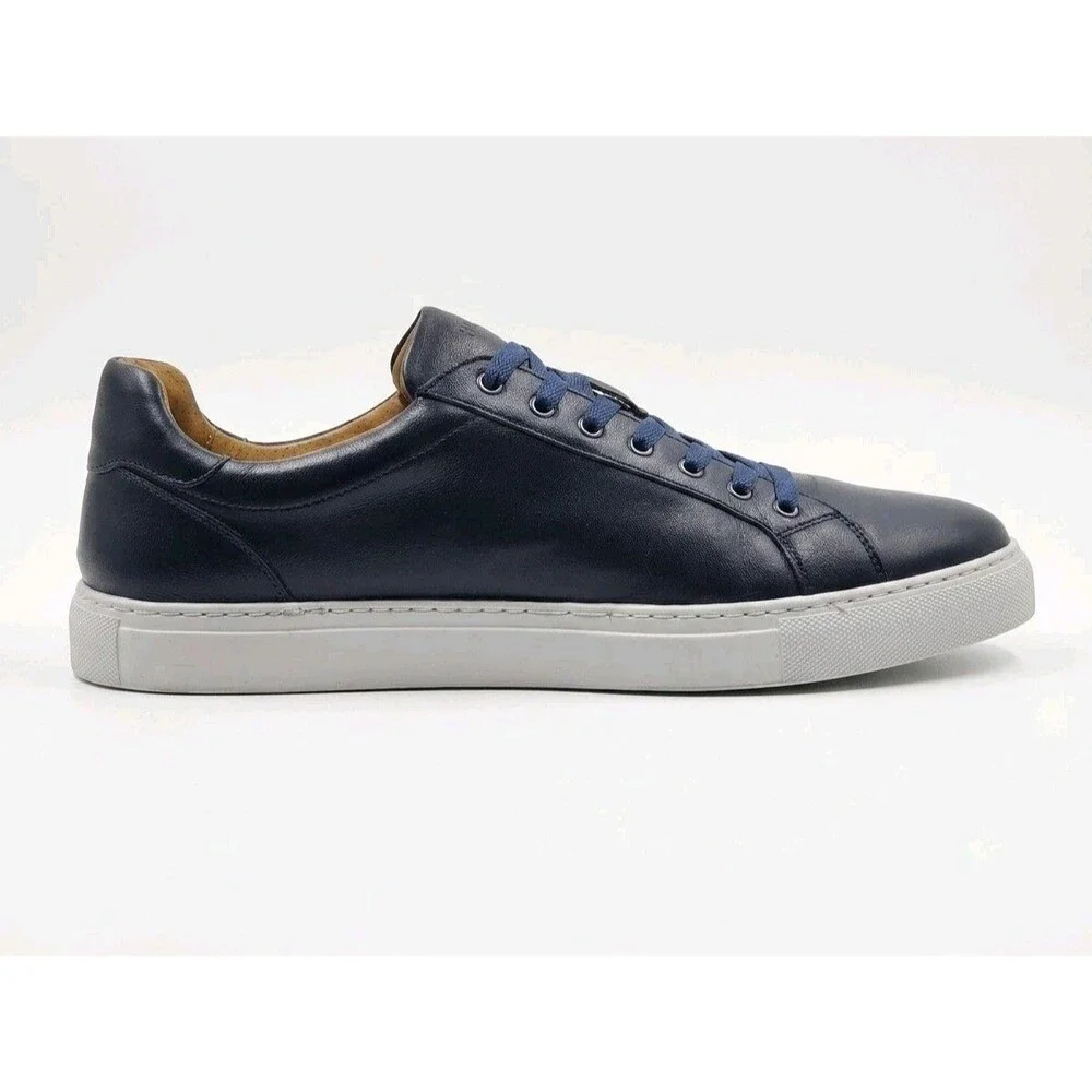 Magnanni Navy Leather Low Top Sneakers Size 13 M Spain Cupsole Mens 21419 EUC